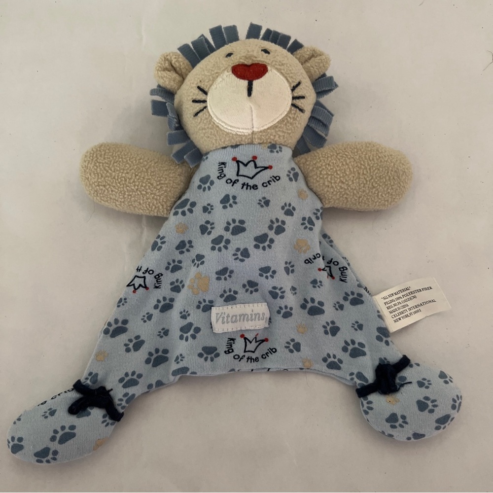 Vitamins Lion King Of The Crib Blue Lovey Security Plush 9” Stuffed Animal Toy